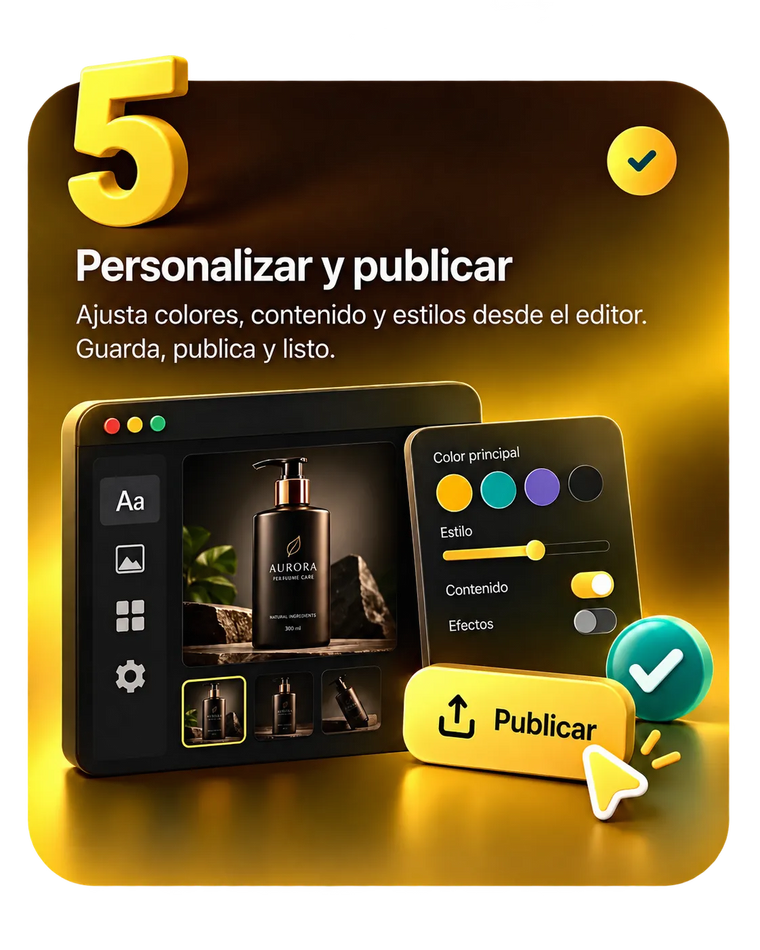 Paso 5: personalizar colores y contenido desde el editor de temas y publicar la sección