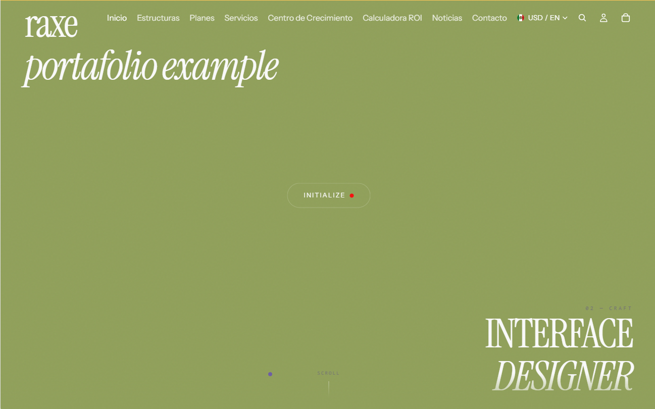 RAXE Portafolio - Premium page for shopify