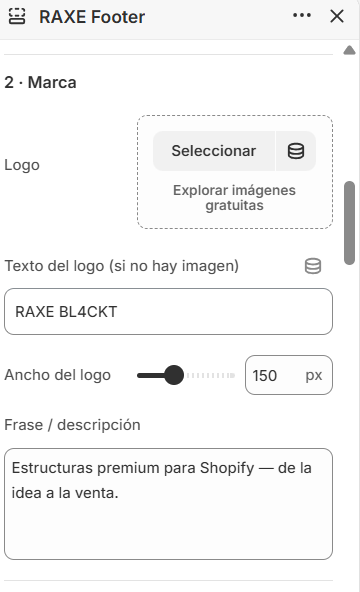 RAXE Footer — Premium Section for Shopify