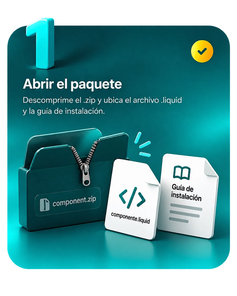 Paso 1: descomprimir el paquete RAXE y localizar el archivo .liquid junto a la guía de instalación