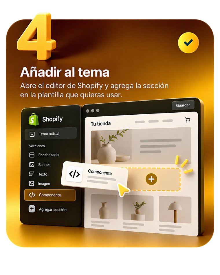 Paso 4: agregar la sección desde el personalizador de Shopify en la plantilla elegida